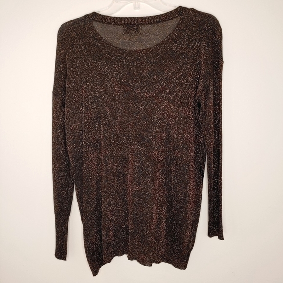 SEINT Bronze Metallic Long Sleeve Sweater - Size M - Picture 2 of 7